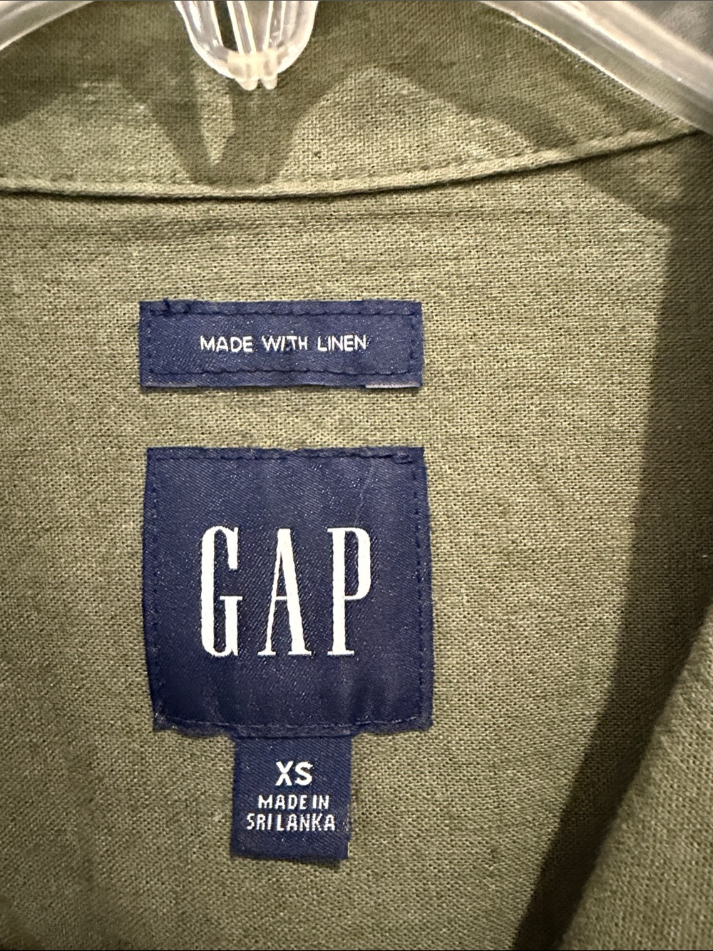 GAP Men’s Olive Short Sleeve Casual Button-Down Linen Blend Shirt, XS - Picture 2 of 4